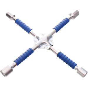 Nesmah Store Cross Wheel Wrench Wrench Car Tire Pry Tool (Insulated Silver, Length 33cm, Size 17/19/21/23 mm, Code:9537)