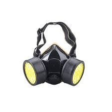 Safety-Line Respirator Mask with 2 Filters, Dual Cartridge Design, Black with Yellow Filters